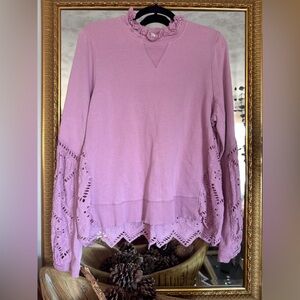 Lavender Lace Sleeve Sweatshirt